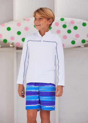 San Sebastian Stripe Boys Swim Trunk w/ Comfort Short (217-SA-1223)