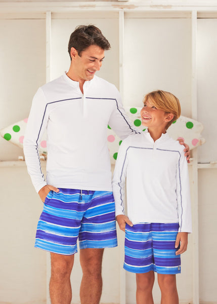 San Sebastian Stripe Boys Swim Trunk w/ Comfort Short (217-SA-1223)