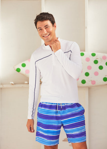 San Sebastian Stripe Men's Swim Trunk w/ Comfort Short (217-SA-1259)