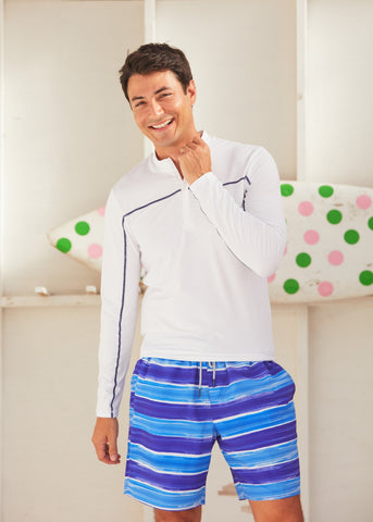 San Sebastian Stripe Men's Swim Trunk w/ Comfort Short (217-SA-1259)