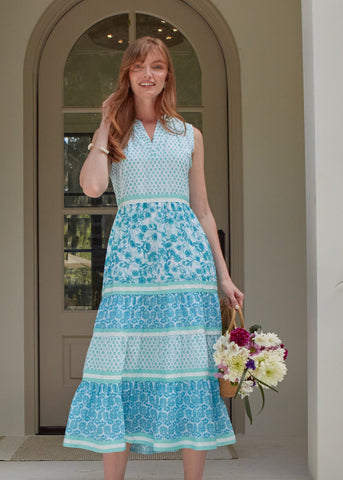 Rosemary Beach Woven Sleeveless Tiered Maxi Dress (257-RB-1705)