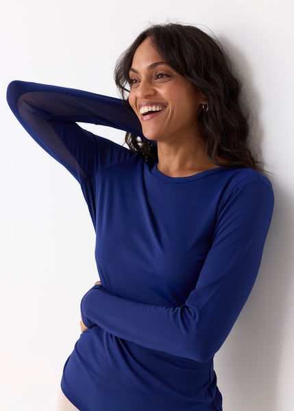 Navy Solid Long Sleeve Performance Top (263-ESS-2005)