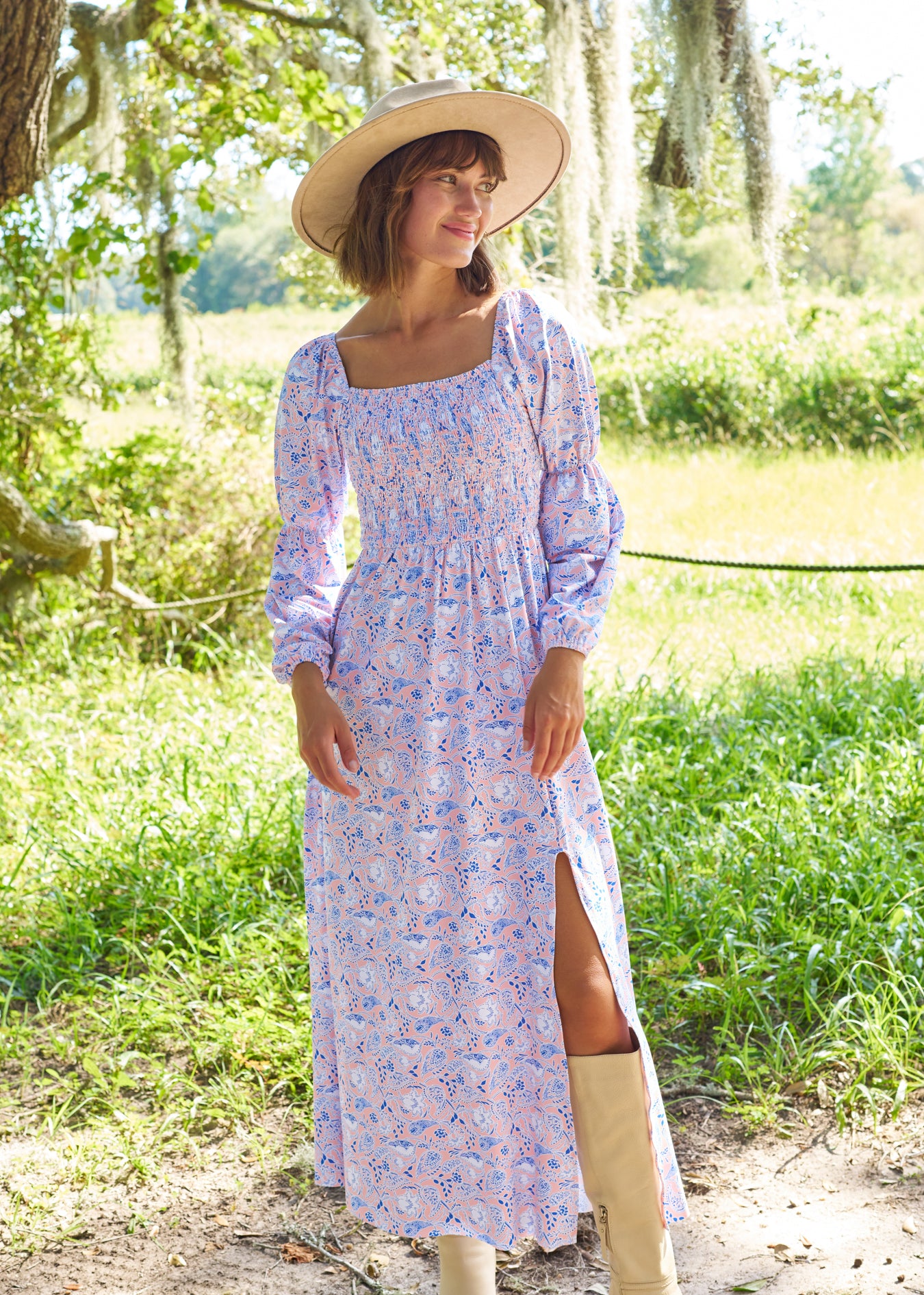 Marion Square Puff Sleeve Maxi Dress (350-MS-1146)