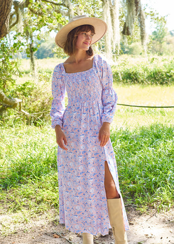 Marion Square Puff Sleeve Maxi Dress (350-MS-1146)