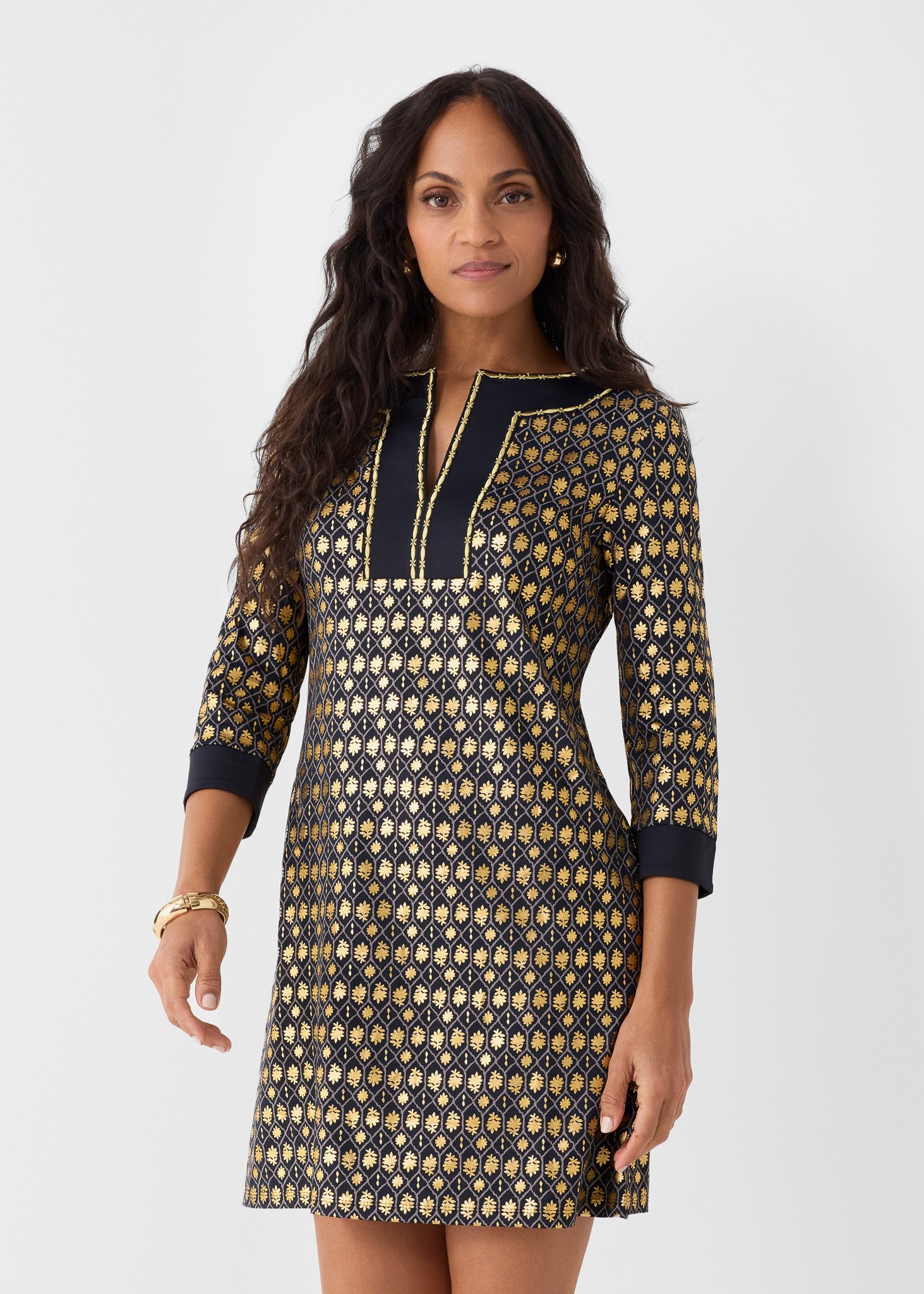 Black Metallic Tunic Dress (491-MET-1626)