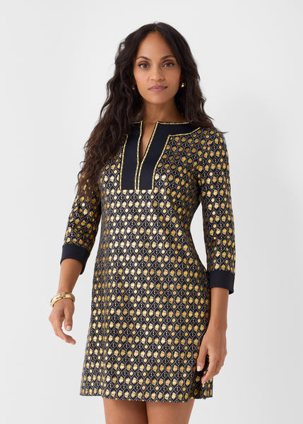 Black Metallic Tunic Dress (491-MET-1626)