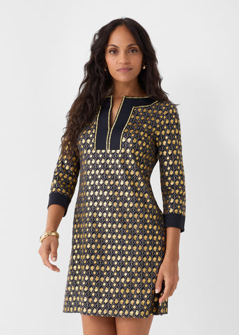 Black Metallic Tunic Dress (491-MET-1626)
