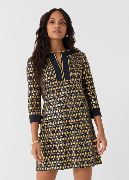 Black Metallic Tunic Dress (491-MET-1626)