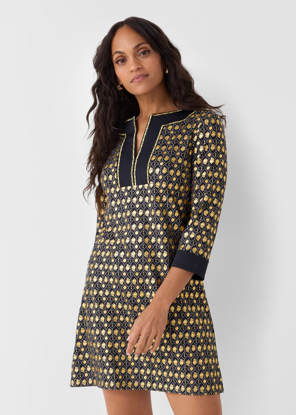 Black Metallic Tunic Dress (491-MET-1626)