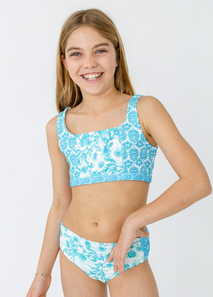 Rosemary Beach 3pcs Set - Ruffle R/G Bikini Top & Ruched Btm. (396-RB-1733)