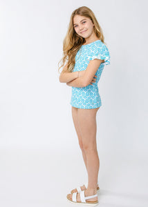 Rosemary Beach 3pcs Set - Ruffle R/G Bikini Top & Ruched Btm. (396-RB-1733)