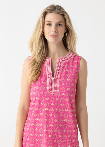 Martha's Vineyard Metallic Embroidered Sleeveless Tunic Dress