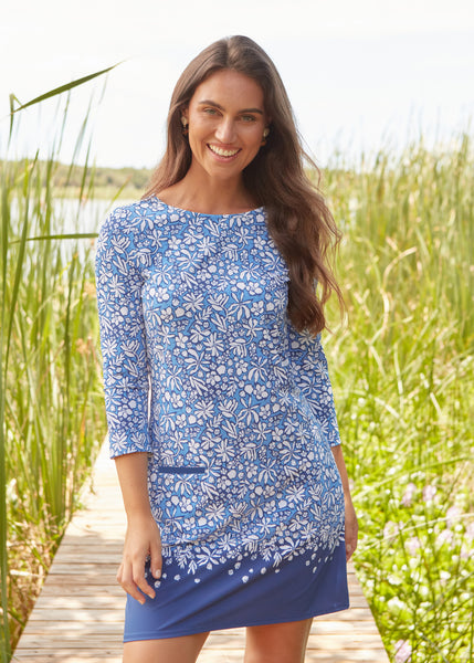 Seaside Floral Cabana Shift Dress (495-TH-1624)