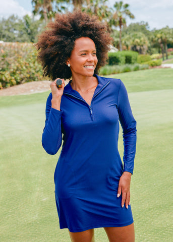 Navy Solid L/S Sport Dress (865-ESS-1128)