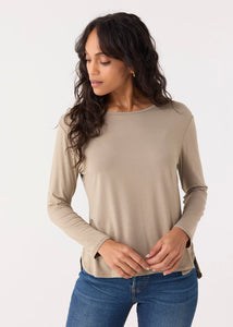 Sand Hi/Lo Bamboo Long Sleeve Top (901-CC-1862)