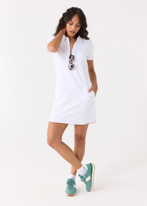 White Short Sleeve Collar Dress (906-CC-1868)