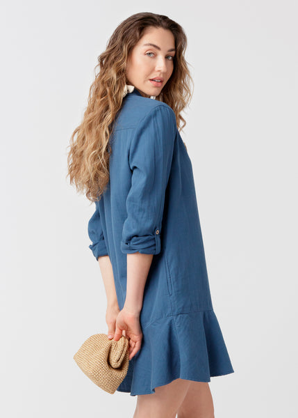 Navy Button Front Dress (917-TB-2132)