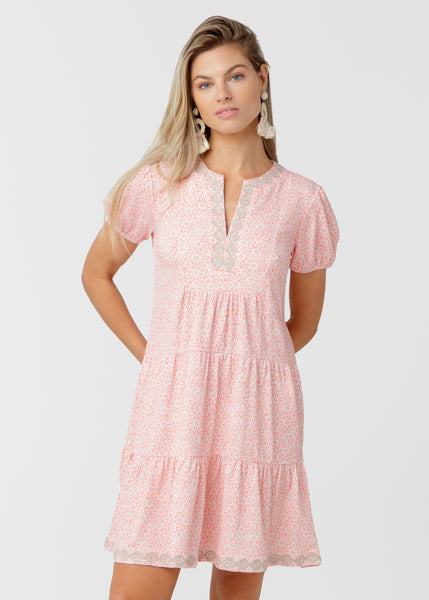 Coast Embroidered Short Sleeve Tiered Dress (277-CST-2078)