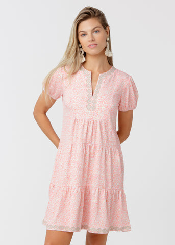 Coast Embroidered Short Sleeve Tiered Dress (277-CST-2078)