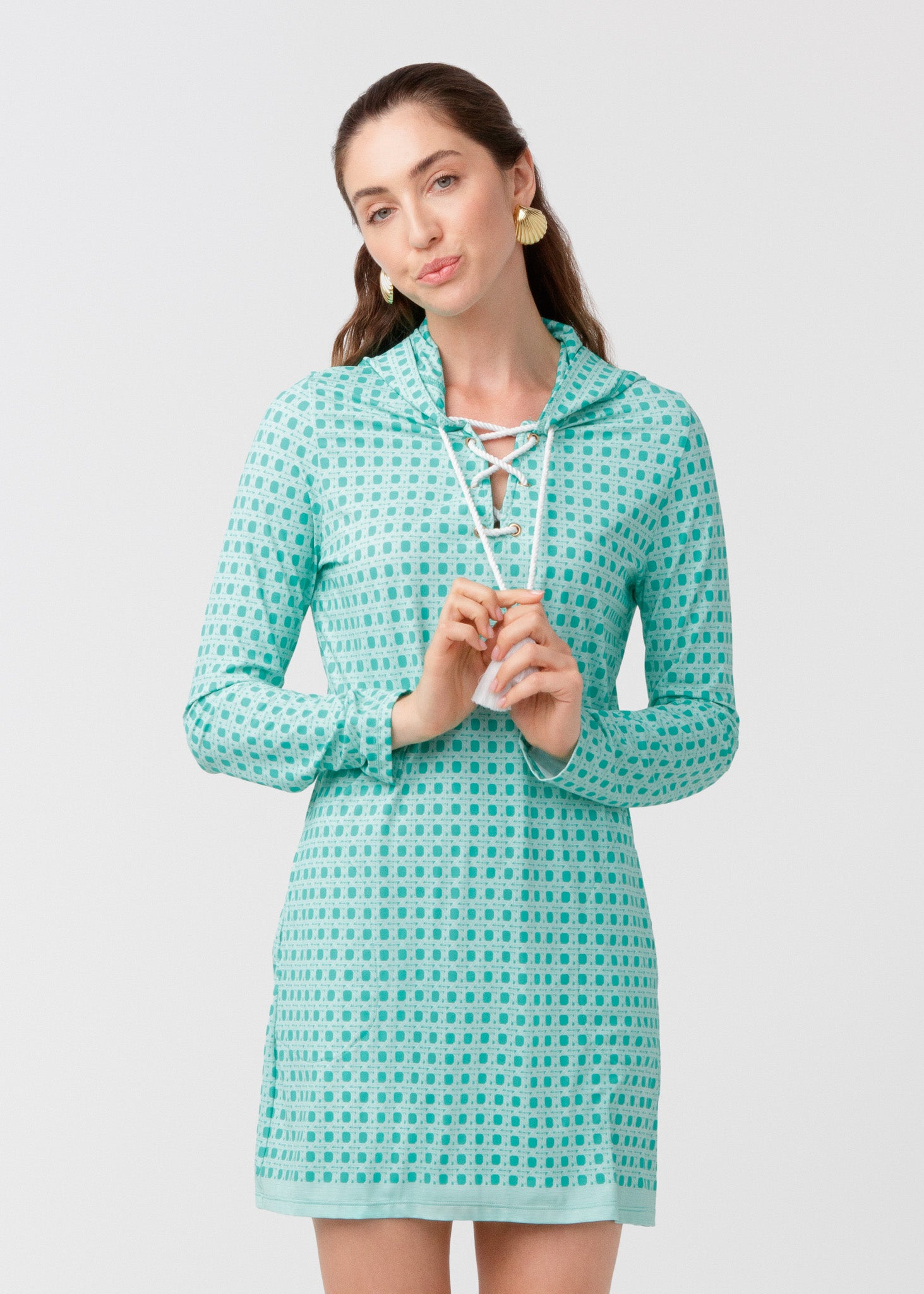 Flora Lace Up Hooded Cover Up (504-FA-2087)
