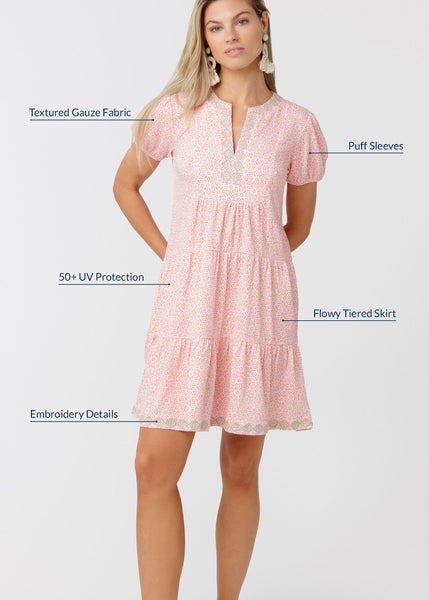 Coast Embroidered Short Sleeve Tiered Dress (277-CST-2078)
