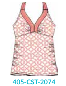 Coast Metallic Embroidered Tankini Top (405-CST-2074)
