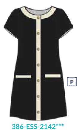 Black/Gold Terry Button Dress (386-ESS-2142)