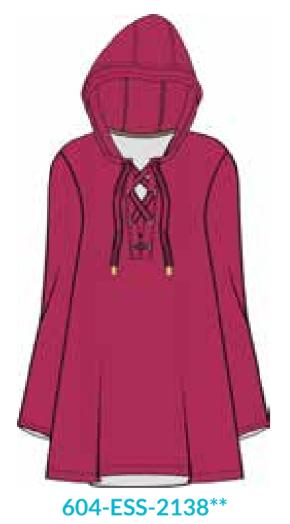 Magenta Ribbed Hooded Cover Up (604-ESS-2138)