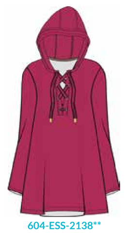 Magenta Ribbed Hooded Cover Up (604-ESS-2138)
