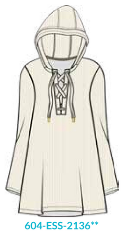 Cream Ribbed Hooded Cover Up (604-ESS-2136)
