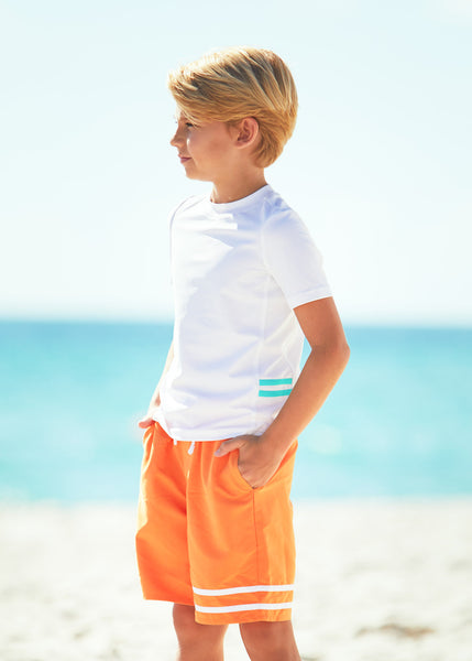 Boys White Short Sleeve Rashguard