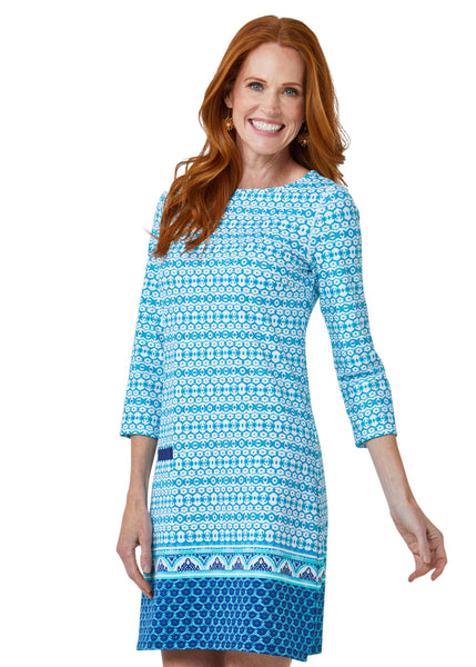 Woman wearing Aruba Blues Cabana Shift Dress