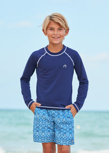 Boys Navy Long Sleeve Rashguard (504-MNE, K-504-MNE)
