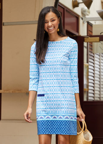 Woman wearing Aruba Blues Cabana Shift Dress