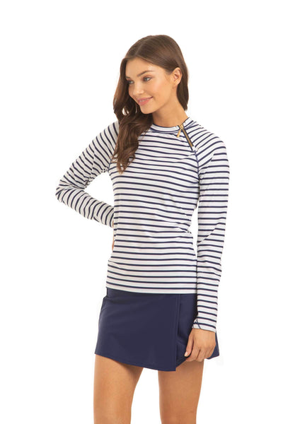 Essentials Navy Striped Zipper Rashguard (431-NSE)